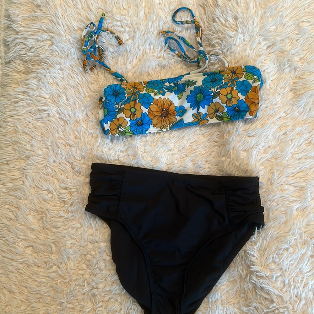 Two piece high waisted floral bikini